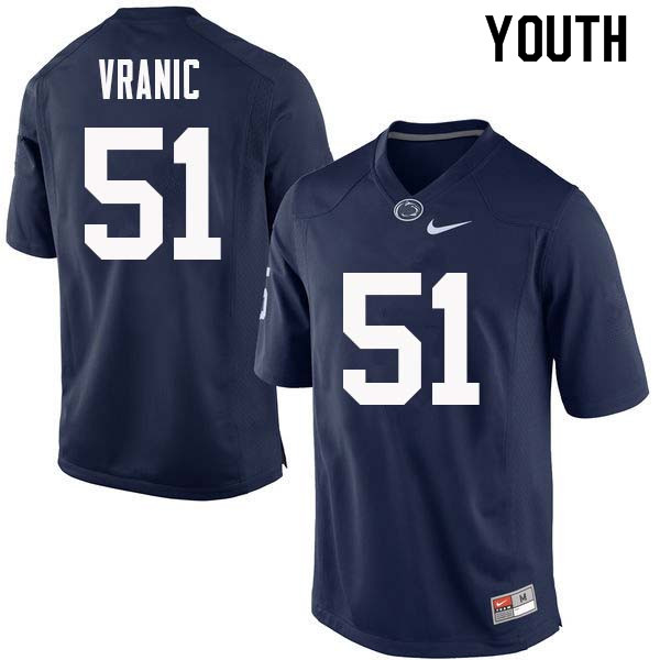 Youth #51 Jason Vranic Penn State Nittany Lions College Football Jerseys Sale-Navy